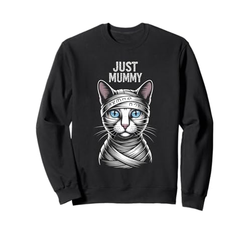 Just Cat Mummy Shirt Lustig Gruselig Halloween Katze Mama Wrap Sweatshirt von FUNNY Cat MUMMY shirt Scary Halloween for women