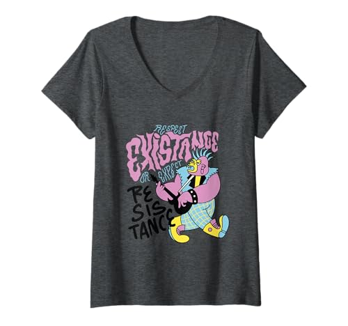 Damen Animal Punk: Respektieren Sie die Existenz oder erwarten Sie Widerstand T-Shirt mit V-Ausschnitt von FUNNY PUNK ANIMAL ART