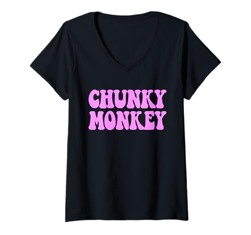 Damen Chunky Monkey CHONKY T-Shirt mit V-Ausschnitt Damen Chunky Monkey CHONKY T-Shirt mit V-Ausschnitt von FUNNY TERMS OF ENDEARMENT TEES