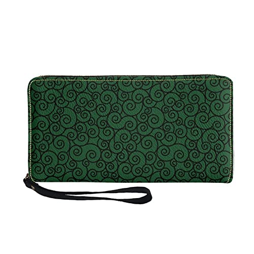 Lange Brieftasche Löwentanzdruck Clutch Wallets Reißverschluss mit großer Kapazität (Color : Green) von FUNNYBSG