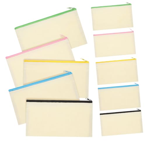 FUNOMOCYA 10 Stück Teiliges Canvas Kosmetiktaschen mit Buntem Reißverschluss Robuste Leinwand Federmäppchen Vielseitige Aufbewahrung für Stifte Make up und Schreibwaren Waschbar und von FUNOMOCYA