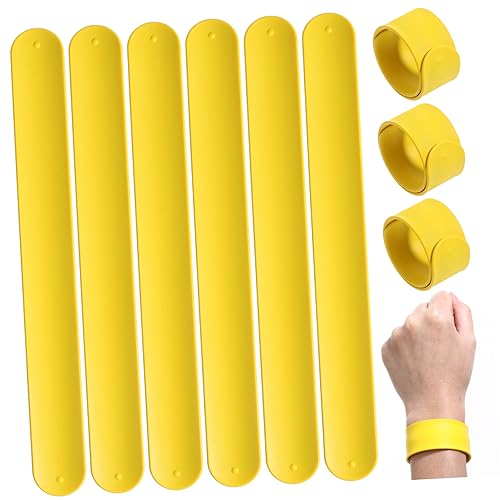 FUNOMOCYA 10 Stück Teiliges Silikon Slap Armband für Jungen Mädchen Elastische Flexible Schnapparmbänder in Gelb als Partygeschenke und Kinderschmuck Geeignet von FUNOMOCYA