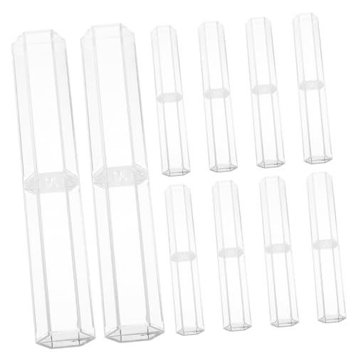 FUNOMOCYA 10 Stück Transparente Sechseckige Kunststoff Pen Cases Teiliges Leichte Kleine Aufbewahrungsboxen für Füllfederhalter und Schreibgeräte als Leere Stiftbox Geschenkbox für Schüler von FUNOMOCYA