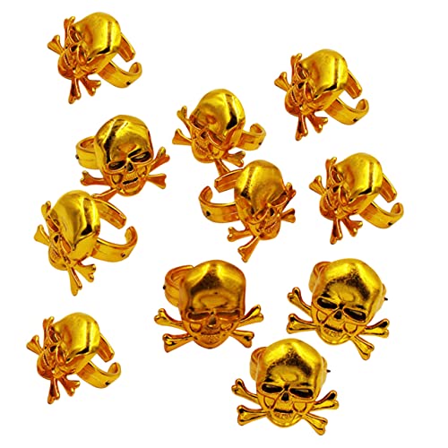 FUNOMOCYA 12 Stück Piratenringe Piratenschmuck Halloween Geburtstagsparty Dekorationen Goldener Ring Piraten Dekorationsringe Szene Kinderringe Halloween Kostümschmuck Der von FUNOMOCYA