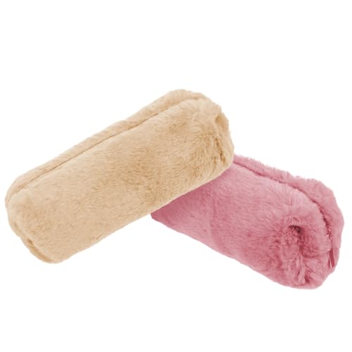 FUNOMOCYA 2 STÜCK Plüsch Federmäppchen Groß Octagonal Stifttasche Pen Organizer Beige Weich Robust Vielseitig für Schule Büro von FUNOMOCYA