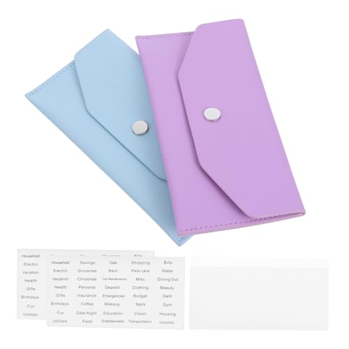 FUNOMOCYA 2 Sätze Wiederverwendbare PU Cash Envelope Wallet Teiliges mit Knopfverschluss Praktisch und Tragbar für Bargeld Schecks und Karten Budget Organizer für Männer und Frauen von FUNOMOCYA