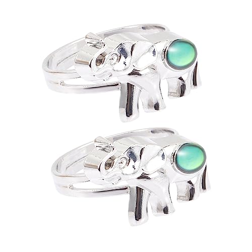 FUNOMOCYA 2 Stück Cartoon Fingerringe Thermochrom Farbwechsel Ringe Verstellbar Mode Schmuck Party von FUNOMOCYA