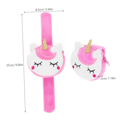 FUNOMOCYA 2 Stück Einhorn Snap Armband mit Münzfach Weiches Plüsch schlagarmband und Geldbörse Leichter Schmuck und Praktische Tasche für Mädchen Party Füller von FUNOMOCYA