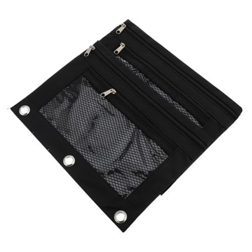 FUNOMOCYA 2 Stück Federmäppchen Oxford mit Mesh Fenster Locher Doppelter Reißverschluss Geräumig für Schule Büro und Reise für Stifte Notizen Kabel Schwarz von FUNOMOCYA