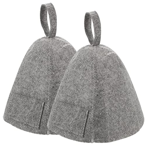 FUNOMOCYA 2 Stück Filz Saunahut für Damen Hitzeisolierende Strapazierfähige Badekappe aus Atmungsaktivem Filz Schützt Haare und Kopf Beim Saunieren Geeignet für Langes Lockiges Haar von FUNOMOCYA