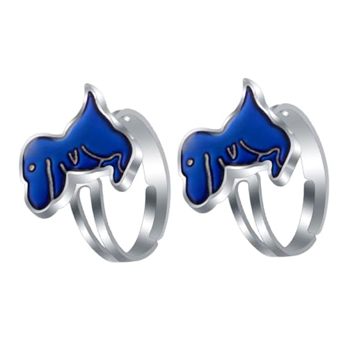 FUNOMOCYA 2 Stück Stimmungsringe Dinosaurier Farbwechsel Thermochrom Ring Verstellbar Leichter Legierungsring Geschenk für Jungen Mädchen Party Schmuck von FUNOMOCYA