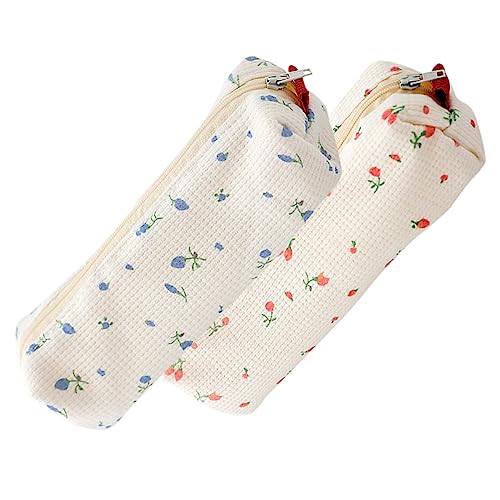 FUNOMOCYA 2 Stück Teiliges Federmäppchen mit Floralem Muster Leichtes Reißfestes Stiftemäppchen aus Robustem Material Kompakte Aufbewahrungstasche für Stifte Make Up Pinsel und Schreibwaren von FUNOMOCYA