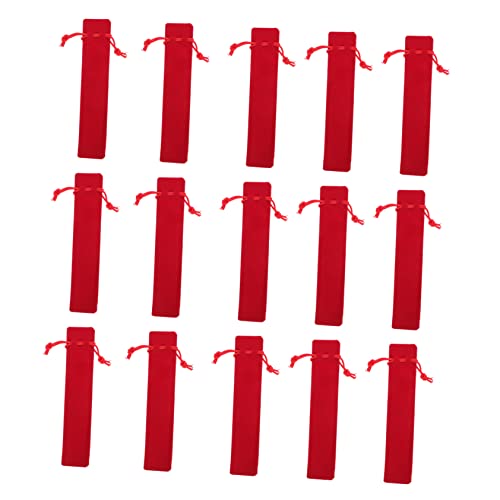 FUNOMOCYA 20stücke Teiliges Federmäppchen Mit Kordelzug Federhülle Und Stiftetui -Set Rot Aus Hochwertigem Samt Atmungsaktiv Und Langlebig von FUNOMOCYA