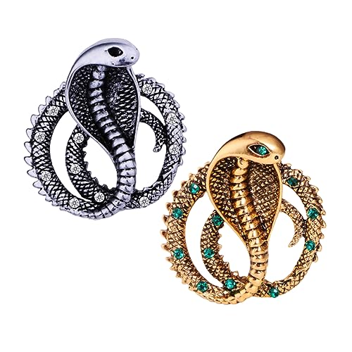 FUNOMOCYA 2stücke Kobrabroschennadel Für Männer Modische Business-anstecknadel Neuheitsbrosche Aus Muschelmaterial Brosche Für Hochzeit Und Alltag Antikes Silber von FUNOMOCYA