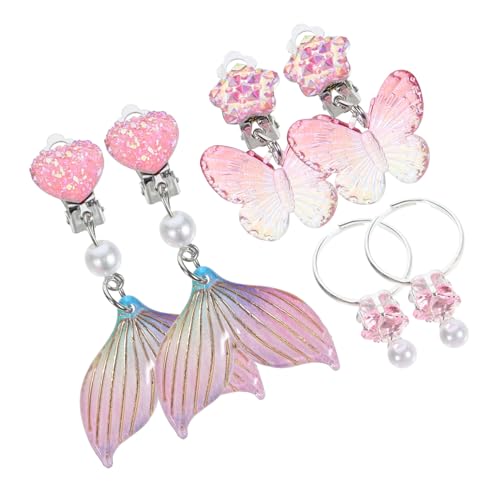 FUNOMOCYA 3 Paare Mädchen Ohrclips ohne Ohrloch Cute Meerjungfrau Ohrringe für Ohrschmuck Geschenkidee Geburtstag Weihnachten von FUNOMOCYA