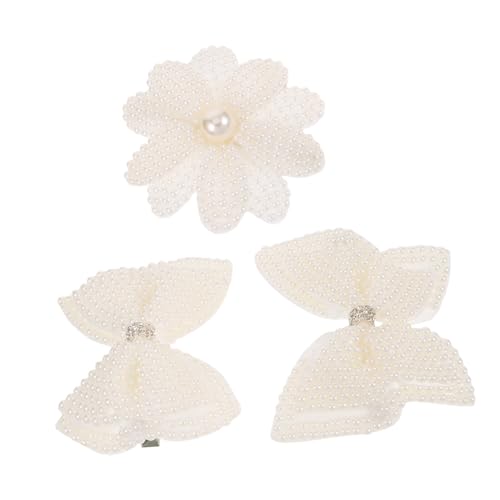 FUNOMOCYA 3 Stück Perle Haarspange kleine Haarschleifen für Frauen Haarschleifen für Frauen Mädchen Bugente Entenbill Haare Clips Haarspangen kawaii Schleife Haarspange Bögen Metalle Weiß von FUNOMOCYA