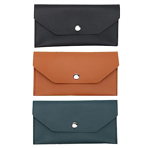 FUNOMOCYA 3 Stück Teiliges PU Multifunktions Portemonnaie Schlanke Umschlag Geldbörse mit Kartenfächern Bargeldfach und Kompakter Aufbewahrung Stilvolle Geldbörse in Schwarz Braun und Grün von FUNOMOCYA