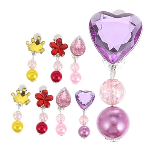 FUNOMOCYA 4 Paare Clip Ohrclips für Mädchen Ohrschmuck Leicht und Hautfreundlich Party Festliche Tropfen Ohrringe Ohne Ohrloch Geeignet für Sommer Strand Geburtstag Hochzeit von FUNOMOCYA