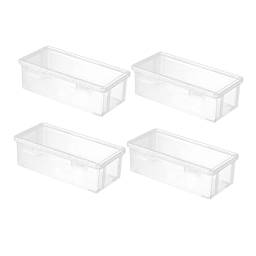 FUNOMOCYA 4 Stück Große Transparente Kunststoff Federmappe Teilig Stapelbar mit Clipverschluss Robuster Stiftebox Organizer für Schule Büro Kunstbedarf Platzsparende Aufbewahrungsbox mit von FUNOMOCYA