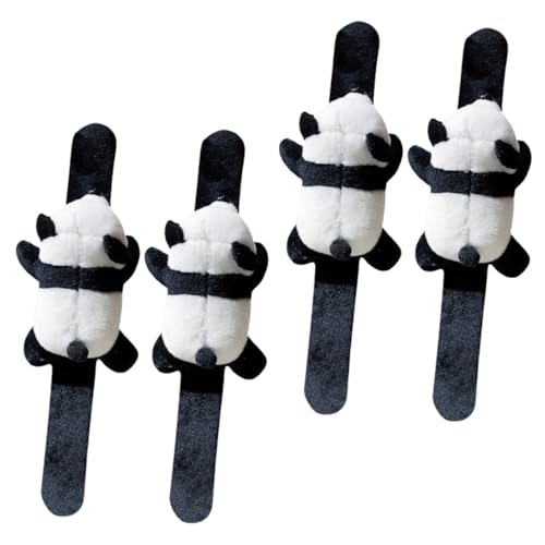 FUNOMOCYA 4 Stück Slap Armbänder Panda Motiv Plüsch Kuschelig Weiche Handgelenk Bänder für Jungen Mädchen Party Mitgebsel Geschenk von FUNOMOCYA