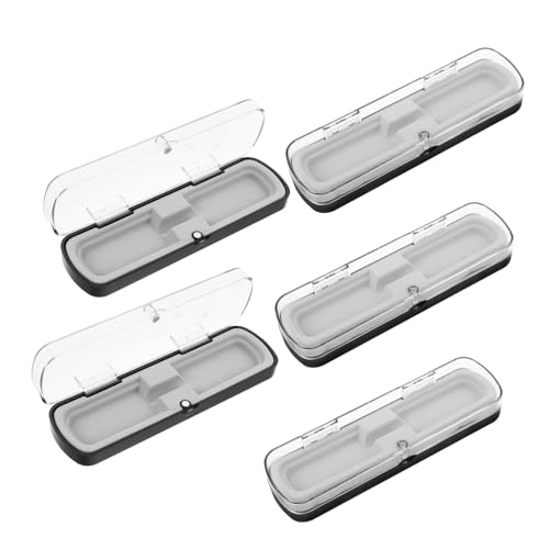 FUNOMOCYA 5 Stück Rechteckiges Stifteetui aus Robustem Kunststoff Transparentes Schreibgeräte-Organizer Leichtes Pencil Case für Büro Schule und Zuhause Platzsparend und Übersichtlich von FUNOMOCYA
