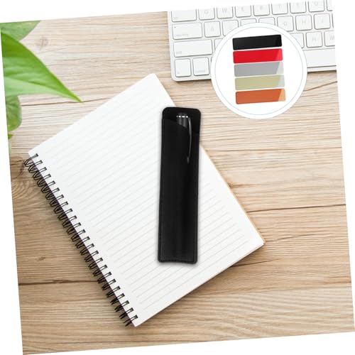 FUNOMOCYA 5 Stück Teiliges Leder Stifteetui Großes Fassungsvermögen Pen Schutzhülle für Füllfederhalter Kugelschreiber und Bleistifte Tragbare und Praktische Stifttasche in Farben Schwarz von FUNOMOCYA