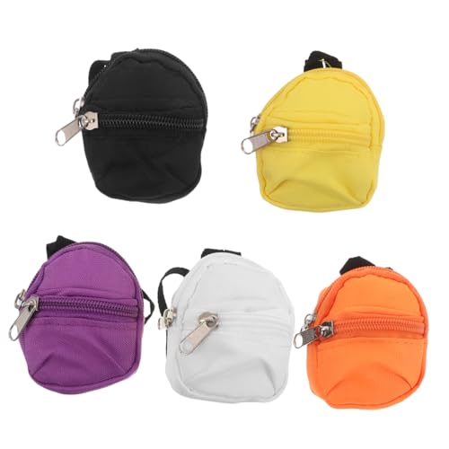 FUNOMOCYA 5 Stück Teiliges Mini-Rucksack Schlüsselanhänger mit Reißverschluss Multifunktionale Kompakte Münzgeldbörse und Aufbewahrung für Schlüssel Karten und Kleinteile Buntes von FUNOMOCYA