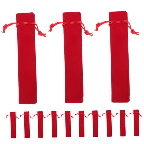 FUNOMOCYA 50 Stück Federmäppchen Mit Kordelzug Aufbewahrungskoffer Für Schreibwaren Stifthalter Mit Kordelzug Büro-stifttasche Stiftbehälter Stiftebeutel Für Schreibwaren Rot Flanell von FUNOMOCYA
