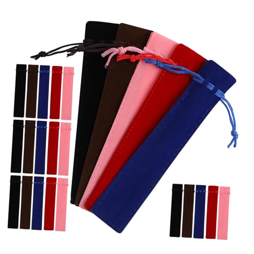 FUNOMOCYA 50 Stück Fleece -Stiftbeutel Reisestiftkoffer Aufbewahrungstasche für Schreibwaren Kunststiftfall schlankes Federmäppchen Mini-Beutel mit Kordelzug Stifthaltertasche Flanell von FUNOMOCYA