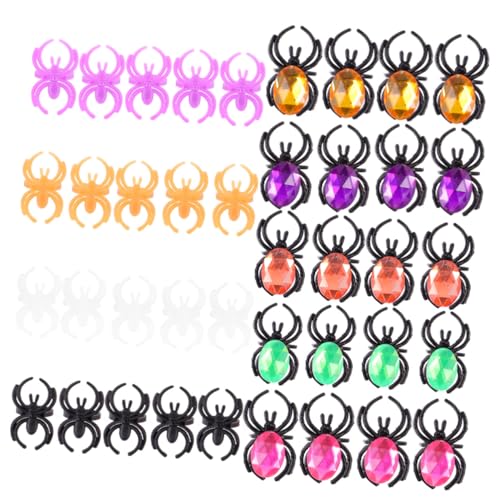 FUNOMOCYA 50 Stück Halloween Spider Ringe Kunststoff Leichte Party Ringe Mix Halloween Deko Schmuck für Karneval Cosplay Themenpartys von FUNOMOCYA