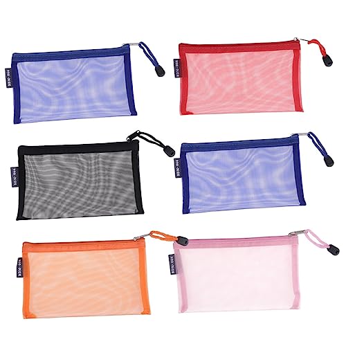 FUNOMOCYA 6 Stück Reißverschluss Netztasche A6 Federmäppchen aus Strapazierfähigem Nylon Leichte Mehrzwecktasche für Schule Büro Reisen Kosmetik Zubehör Organizer von FUNOMOCYA