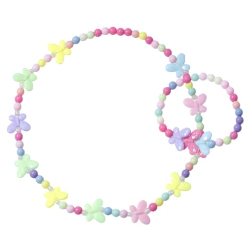 FUNOMOCYA Buntes Schmuckset für Mädchen Jahre Acryl Schmetterlings armband und Halskette Bruchsicheres Kinderschmuck Modisch und Vielseitig für Alltag und Party von FUNOMOCYA