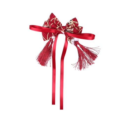 FUNOMOCYA Chinesischer Stil Haarschmuck Bowknot Haarspange mit Quaste für Mädchen Traditioneller Kopfschmuck für Neujahr Einfach zu Tragen Festliches Design von FUNOMOCYA