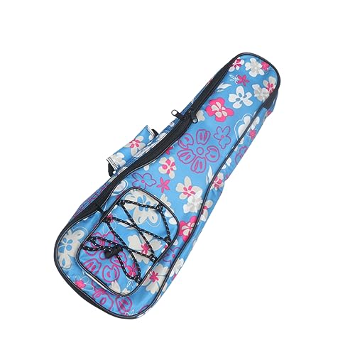 FUNOMOCYA Cotton Padded Ukulele Tasche Floral Plaid Gepolstert Doppel Schulter Für Männer Und Frauen Musikinstrumenten Rucksack Skyblau von FUNOMOCYA