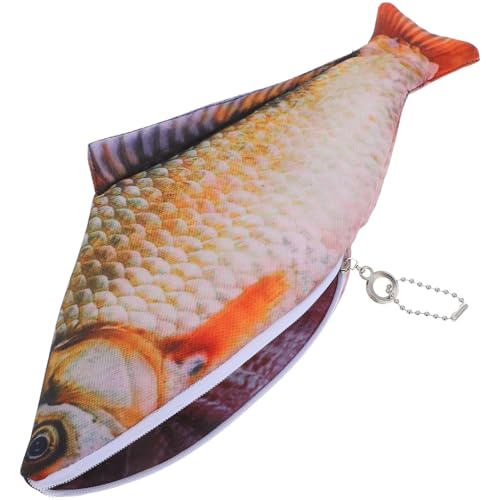 FUNOMOCYA Fischförmiges Federmäppchen mit Reißverschluss Vielseitige Kosmetiktasche Geldbörse und Schulsachen Organizer im Realistischen Design Robuste Konstruktion für Schule von FUNOMOCYA