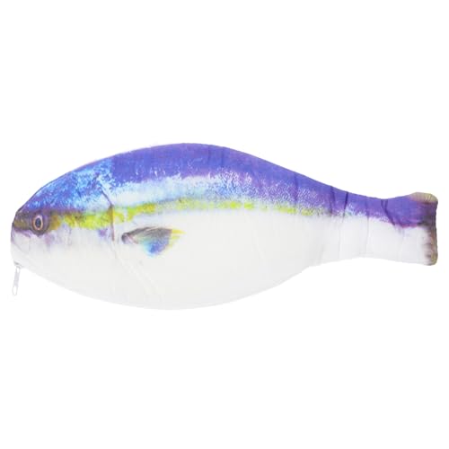 FUNOMOCYA Fish Shape Pencil Case Creative Storage Pouch for Students Leather and Cloth Material with Strong Zipper for Stationery and Travel Use von FUNOMOCYA