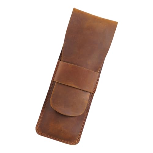 FUNOMOCYA Retro Leder Stiftetui Vintage Stiftetui für Stifte und Bleistifte Robuste Stiftbox aus Hochwertigem Rindsleder für Büro und Schule Unisex Design Wahnsinnsbraun von FUNOMOCYA