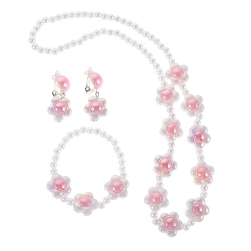 FUNOMOCYA Schmuck Set Mädchen Perlen Blumen Halskette Armband Ohrringe Stilvoller und Langlebiger Schmuck für Geburtstage Festliche Anlässe und Hochzeiten von FUNOMOCYA