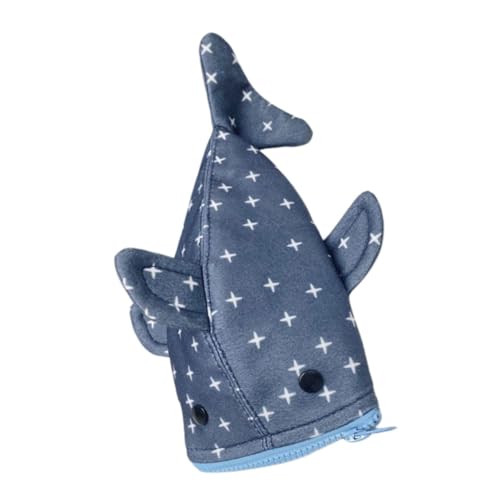 FUNOMOCYA Shark Federmäppchen Klein mit Sternenmuster Robustes Canvas Stifttasche Vielseitiger Organizer für Schule Büro und Reise Großes Fassungsvermögen Tragbar und Langlebig von FUNOMOCYA