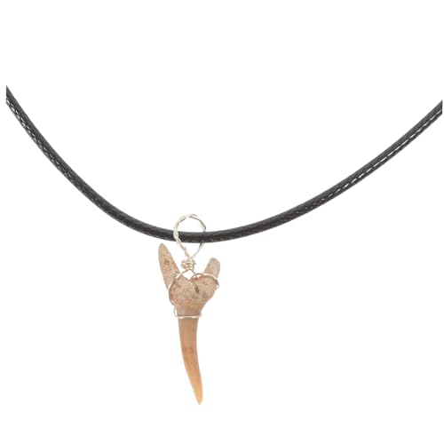 FUNOMOCYA Sharks Tooth Charm Halskette Damen Verstellbare Lederkordel Leichtes Cooles Strand Schmuckstück Retro Stil für Beach Vielseitig Kombinierbar von FUNOMOCYA