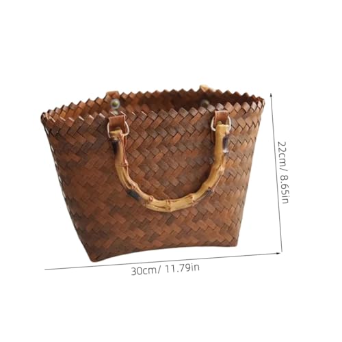 FUNOMOCYA Strandtasche Damen Strohtasche Große Kapazität Geflochtene Umhängetasche Vintage Korbgewebe Handtasche Vielseitige Tragetasche für Urlaub Picknick Alltag von FUNOMOCYA