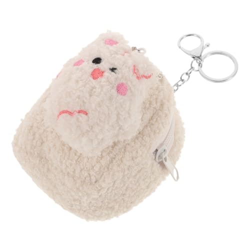 FUNOMOCYA Süße Cartoon Münzbeutel Plüsch Münzbörse mit Metallreißverschluss Kleine Geldbörse und Kosmetiktasche für Mädchen und Frauen Tragbare Weiche Aufbewahrungstasche Weiß von FUNOMOCYA