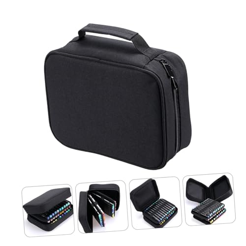 FUNOMOCYA Tragbares Federmäppchen mit Griff Große Kapazität Reißfestes Stiftemäppchen aus Robustem Material Stifteset Aufbewahrungstasche für Schule Büro und Reisen Schwarz von FUNOMOCYA