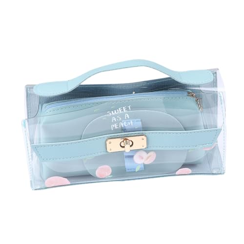FUNOMOCYA Transparente Kreative Handtaschen Stifttasche mit Großem Fassungsvermögen Tragbare Kosmetiktasche und Schreibwarenbeutel Reißverschluss für Frauen Mädchen und Hellgrün von FUNOMOCYA