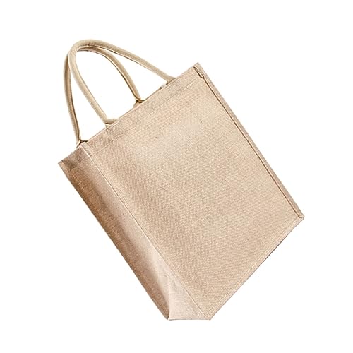 FUNOMOCYA Wasserfeste Handtasche aus Jute Wiederverwendbare Einkaufstasche mit Tragegriff Leichte Mehrzwecktasche für Alltag Reise und Strand Praktische und Kompakte Tragetasche von FUNOMOCYA