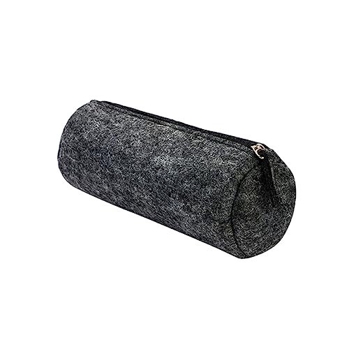 FUNOMOCYA Zylindrisches Federmäppchen Make Up Tasche Kosmetiktasche Stifteetui Stiftetasche Canvas Stiftehalter Dunkelgrau Zufällige Farbe von FUNOMOCYA