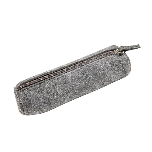 FUNOMOCYA Zylindrisches Federmäppchen Stiftehalter Canvas Stiftehalter Stifteetui Stiftetasche Make Up Tasche Kosmetiktasche Hellgrau von FUNOMOCYA