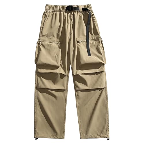 FUNRKLI Herren Cargo-Jogginghose mit Mehreren Taschen, Trendige Fallschirmjäger-Freizeithose mit weitem Bein, lockere Nähte, gerade, wasserdicht, atmungsaktiv von FUNRKLI