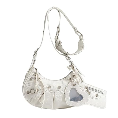 FUNSEED Damen Umhängetasche Fashion Y2K Niet Quaste Strukturierte Geldbörse Crossbody Bag Verspiegelt Kartenhalter, Weiss/opulenter Garten von FUNSEED