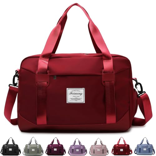 FUNSEED Großes Handgepäck, Reisetaschen für Damen und Herren, 47 x 19 x 32 cm, persönliche Gegenstände, Turnbeutel, Rot/Ausflug, einfarbig (Getaway Solids), Tragbare Reisetasche von FUNSEED